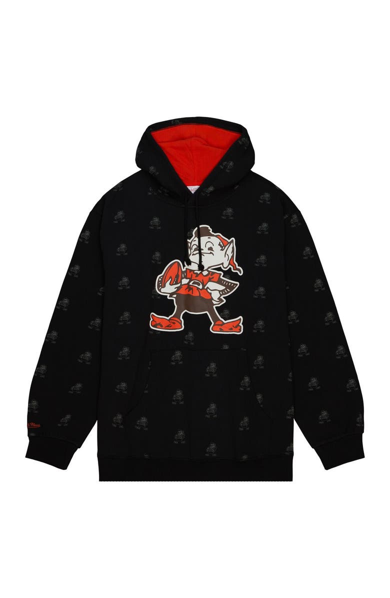 Mitchell & Ness Men's Mitchell & Ness Black Cleveland Browns Allover Print Fleece Pullover Hoodie, Alternate, color, Black