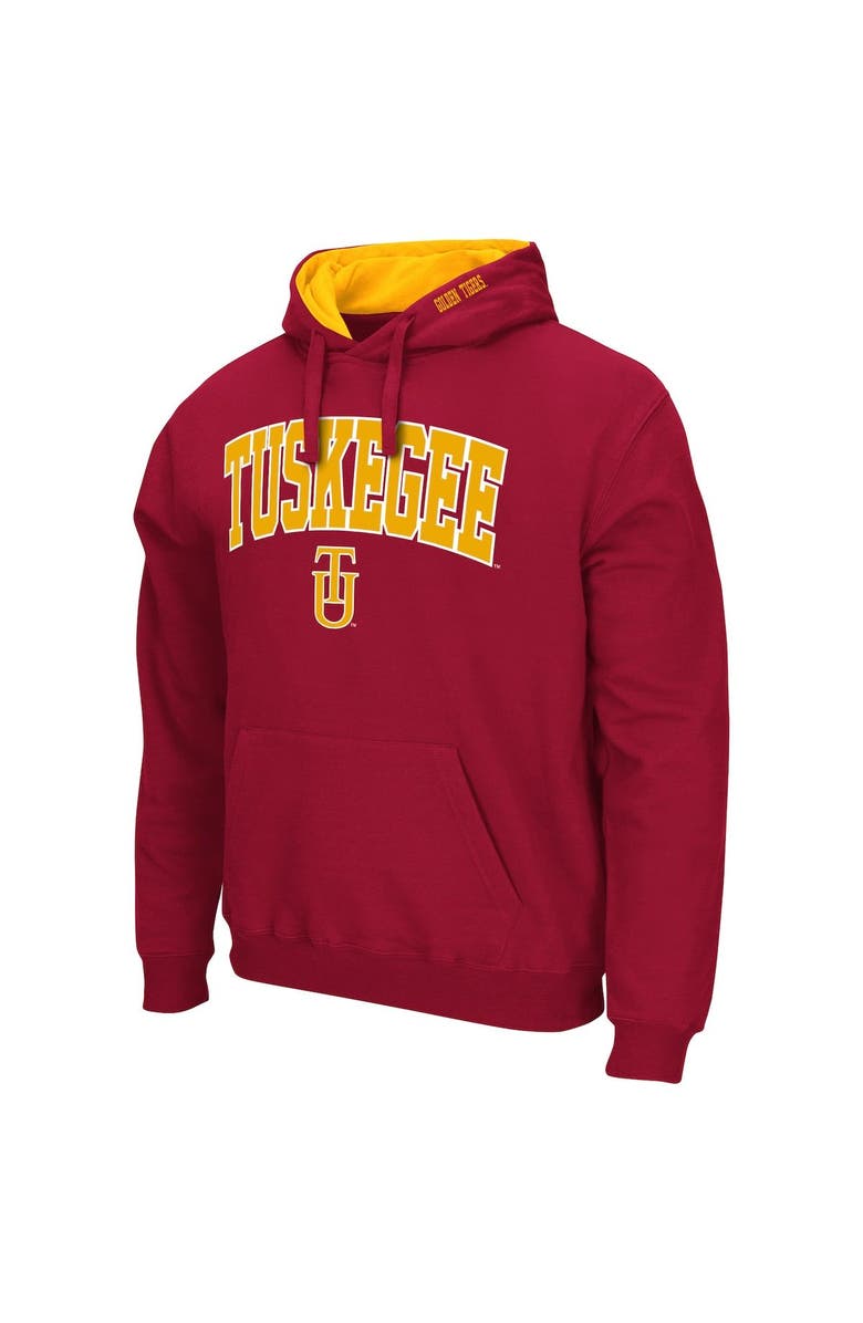 COLOSSEUM Men's Colosseum Crimson Tuskegee Golden Tigers Arch & Logo 3.0 Pullover Hoodie, Alternate, color, Crimson