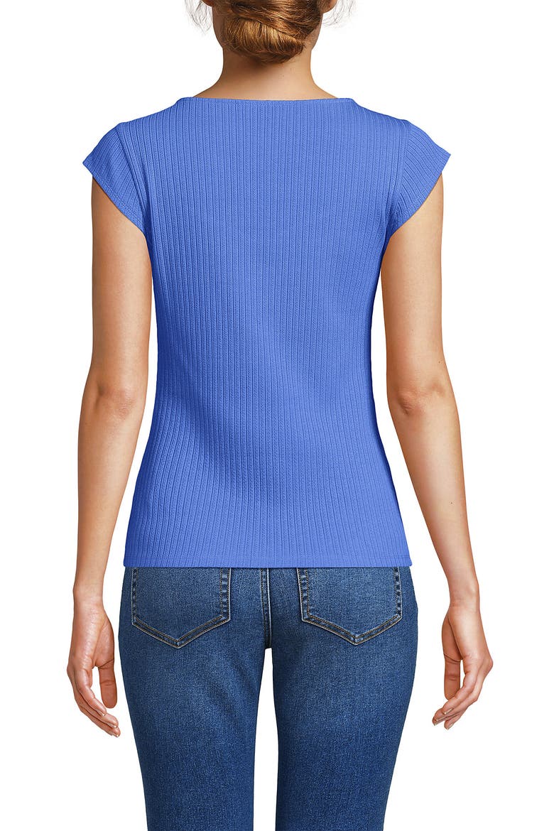 Pointelle Cap Sleeve Top, Alternate, color, Crisp Blue