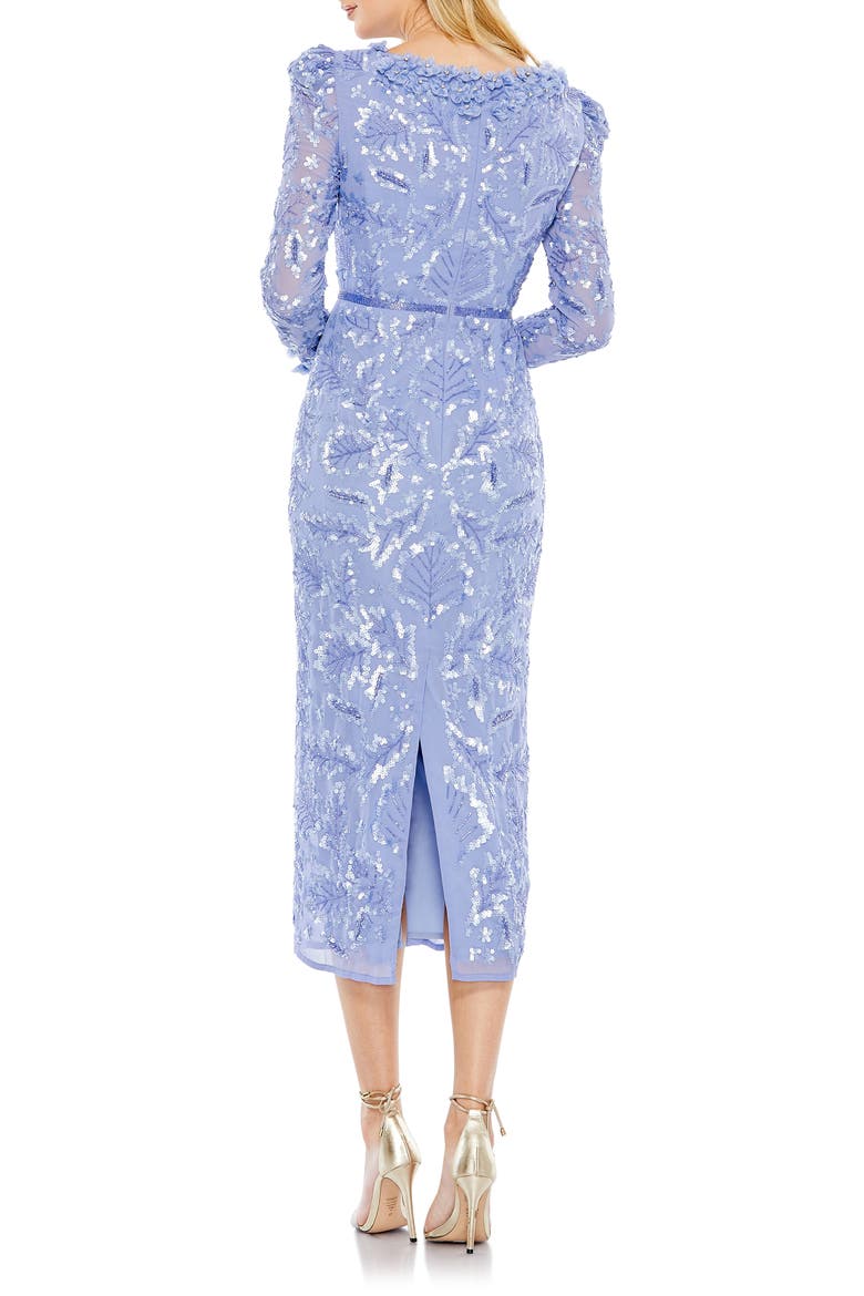 Ruffle Neck Long Sleeve Sequin Midi Dress, Alternate, color, PERIWINKLE