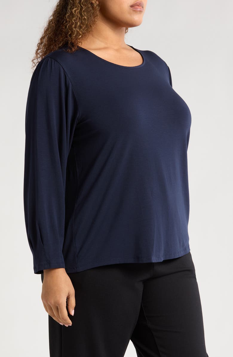 Eileen Fisher Pleated Sleeve Top, Alternate, color, Ink