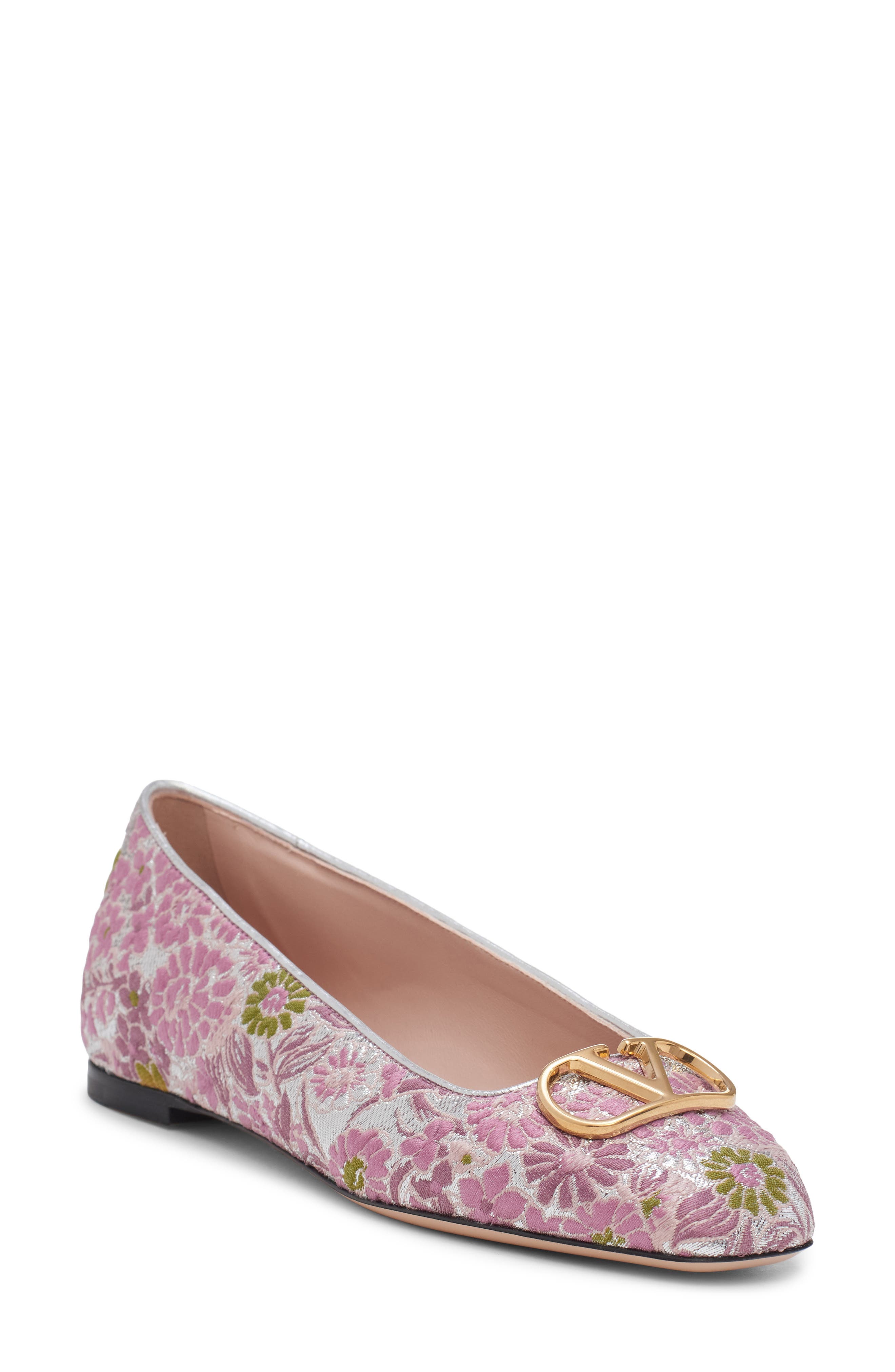 VLOGO Signature Floral Jacquard Flat, Main, color, DUSTY ROSE