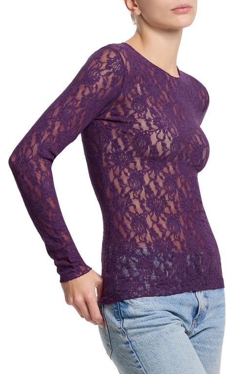 Hanky Panky Signature Lace Long Sleeve Top In Burgundy