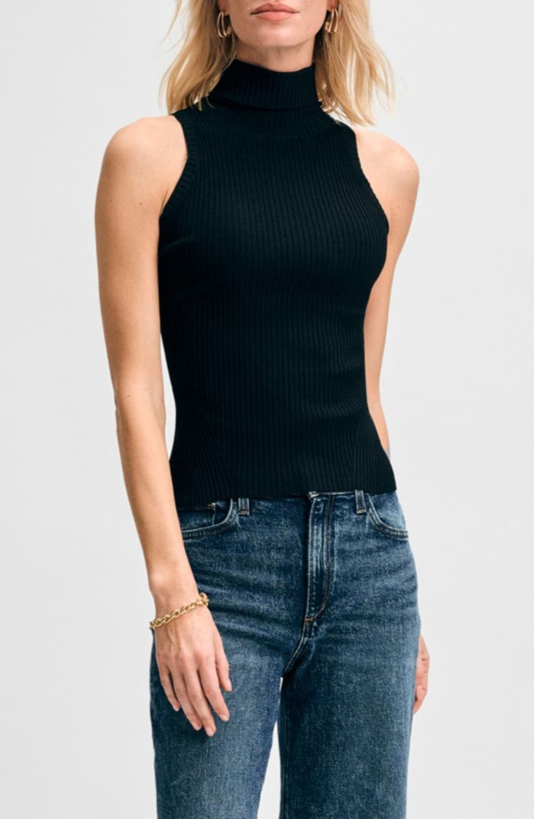 Isaac Mizrahi New York Rib Turtleneck Sleeveless Top, Main, color,