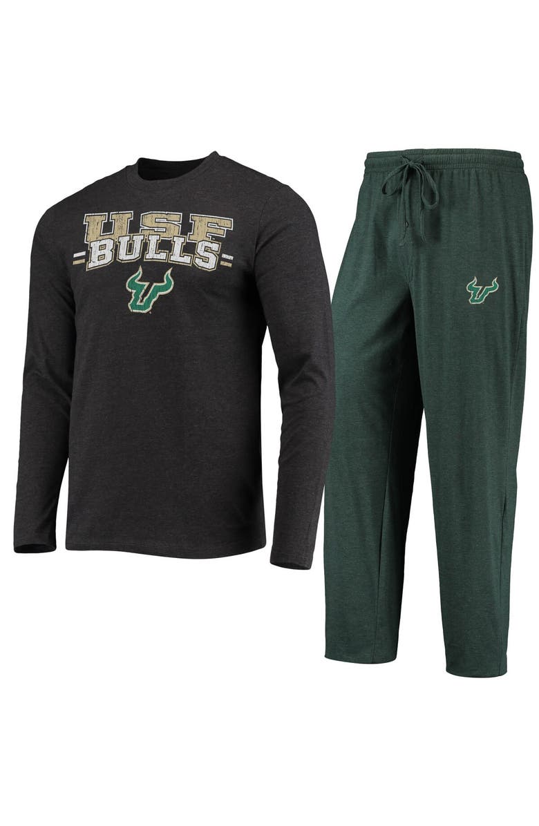 CONCEPTS SPORT Men's Concepts Sport Green/Heathered Charcoal South Florida Bulls Meter Long Sleeve T-Shirt & Pants Sleep Set, Main, color, 