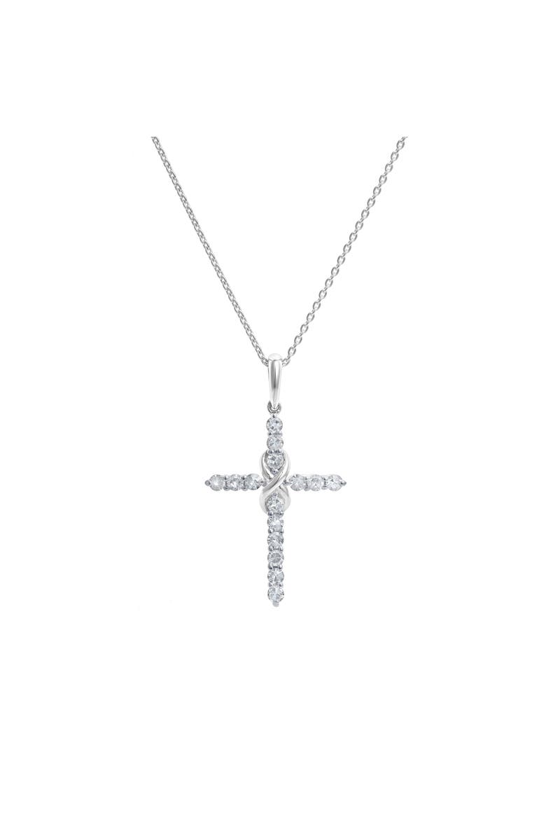 Trinita 14K Gold Diamond Cross Pendant - 0.18 ct, Main, color, 14K White Gold