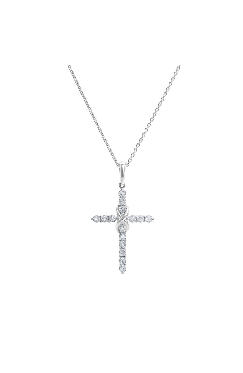 LuvMyJewelry Isola 14K Gold Diamond Cross Pendant - 0.24 ct, Main, color, 14K White Gold