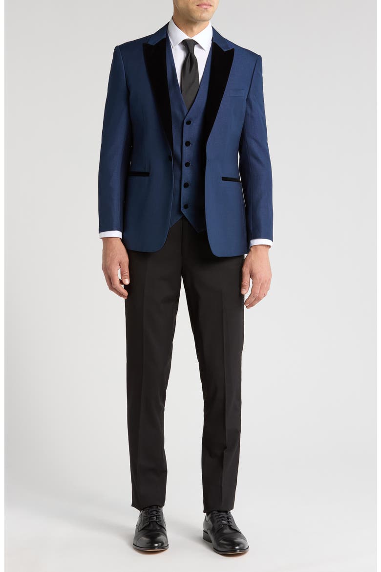 Velvet Trim Tuxedo with Vest, Main, color, BLUE