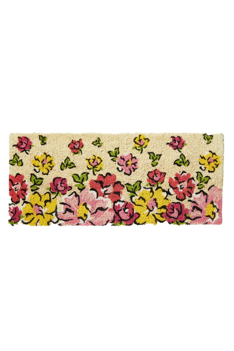 Flower Cascade Estate Coir Mat Multi Coir Everyday,Summer, Main, color, Beige