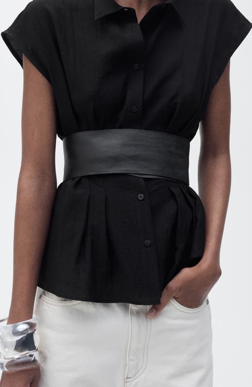 Mango Pleat Front Sleeveless Button-up Shirt