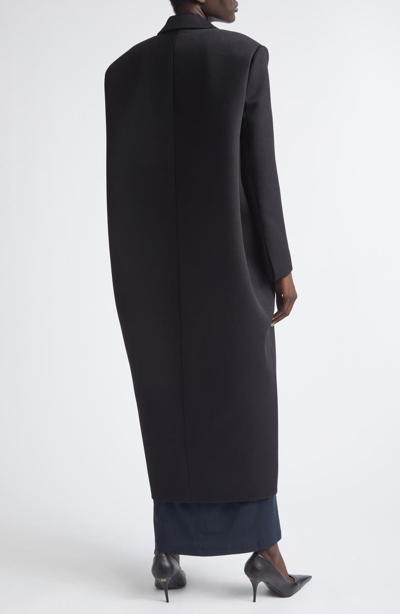 Balenciaga Wool Gabardine Long Sack Coat, Alternate, color, 1000 Black