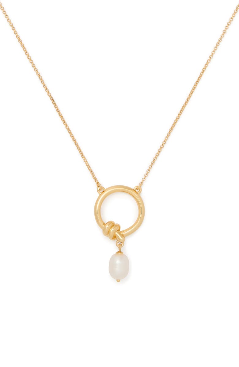 Kate Spade New York ropes & knots freshwater pearl pendant necklace, Main, color, Cream/ Gold.