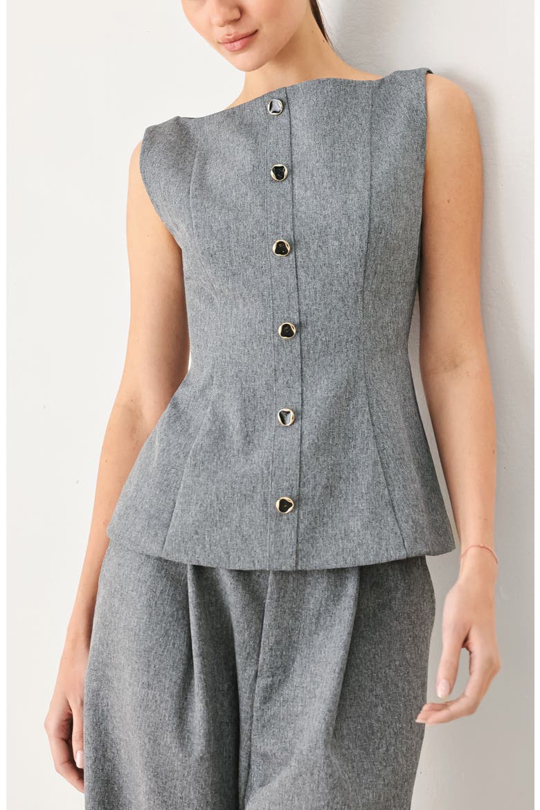 Wide Neck Peplum Top, Alternate, color, GREY