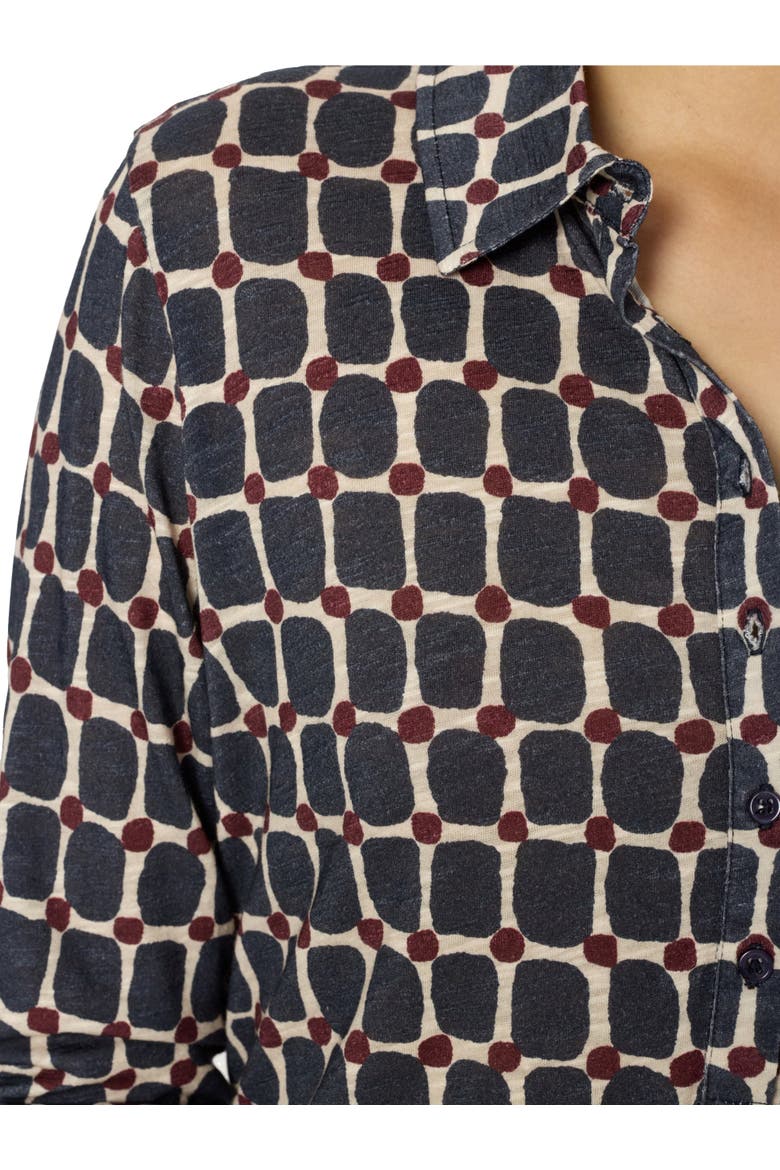Hortense Long Sleeve Printed Shirt, Alternate, color, Indigo