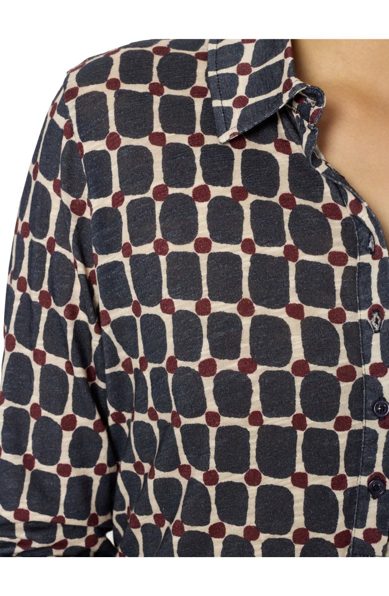 GERARD DAREL Hortense Long Sleeve Printed Shirt, Alternate, color, Indigo