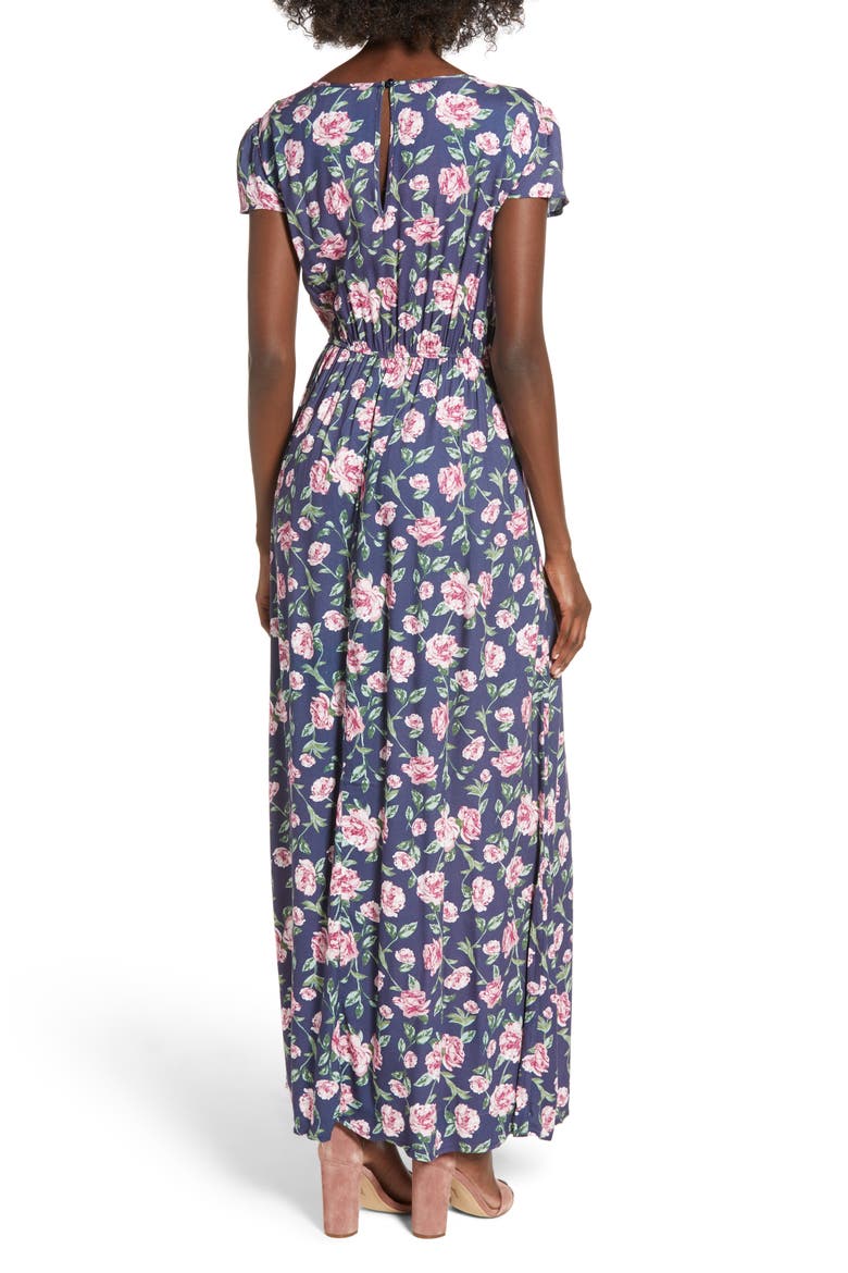 Floral Maxi Dress, Alternate, color, NAVY FLORAL