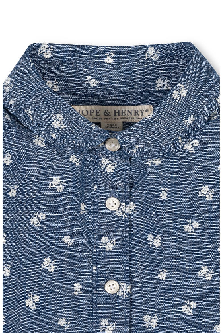 Kids' Organic Chambray Peter Pan Collar Top, Alternate, color, Chambray Floral