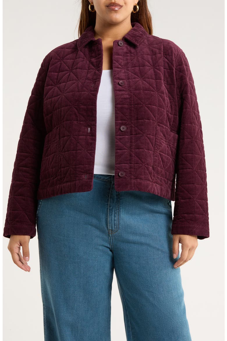 Incoming Tide Quilted Organic Cotton Corduroy Jacket, Main, color, DARK HELLEBORE