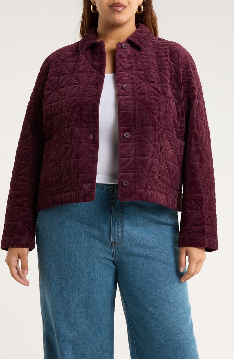 Seasalt Cornwall Incoming Tide Quilted Organic Cotton Corduroy Jacket, Main, color, Dark Hellebore