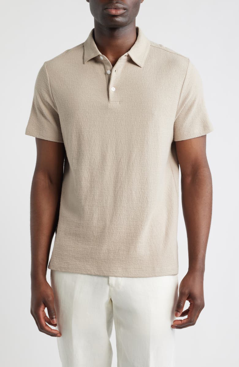 Robert Barakett Newman Textured Cotton Blend Polo, Main, color, Tan