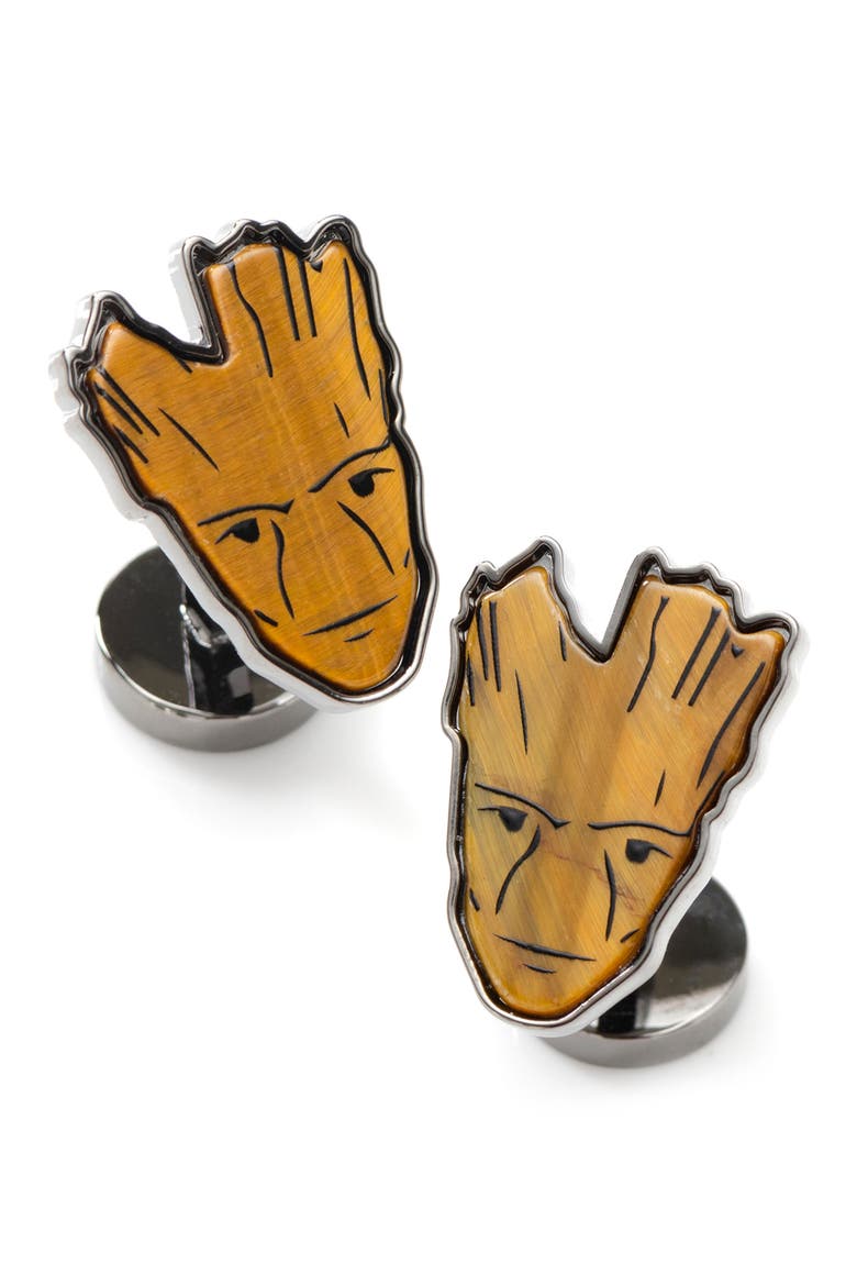 I Am Groot Tiger's Eye Cuff Links, Main, color, BROWN