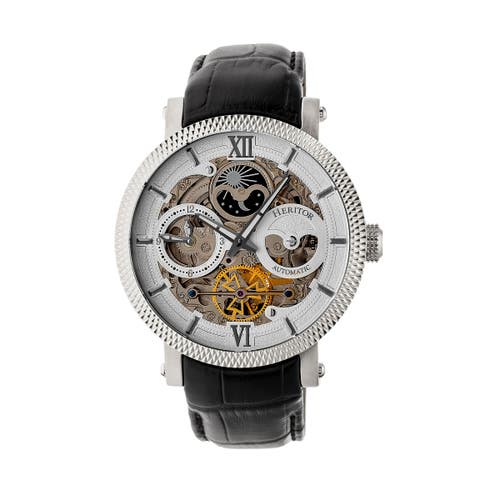 Heritor Automatic Aries Skeleton Dial Bracelet Watch in Black/white at Nordstrom
