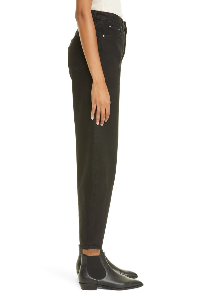 Totême High Waist Barrel Leg Raw Denim Jeans, Alternate, color, BLACK