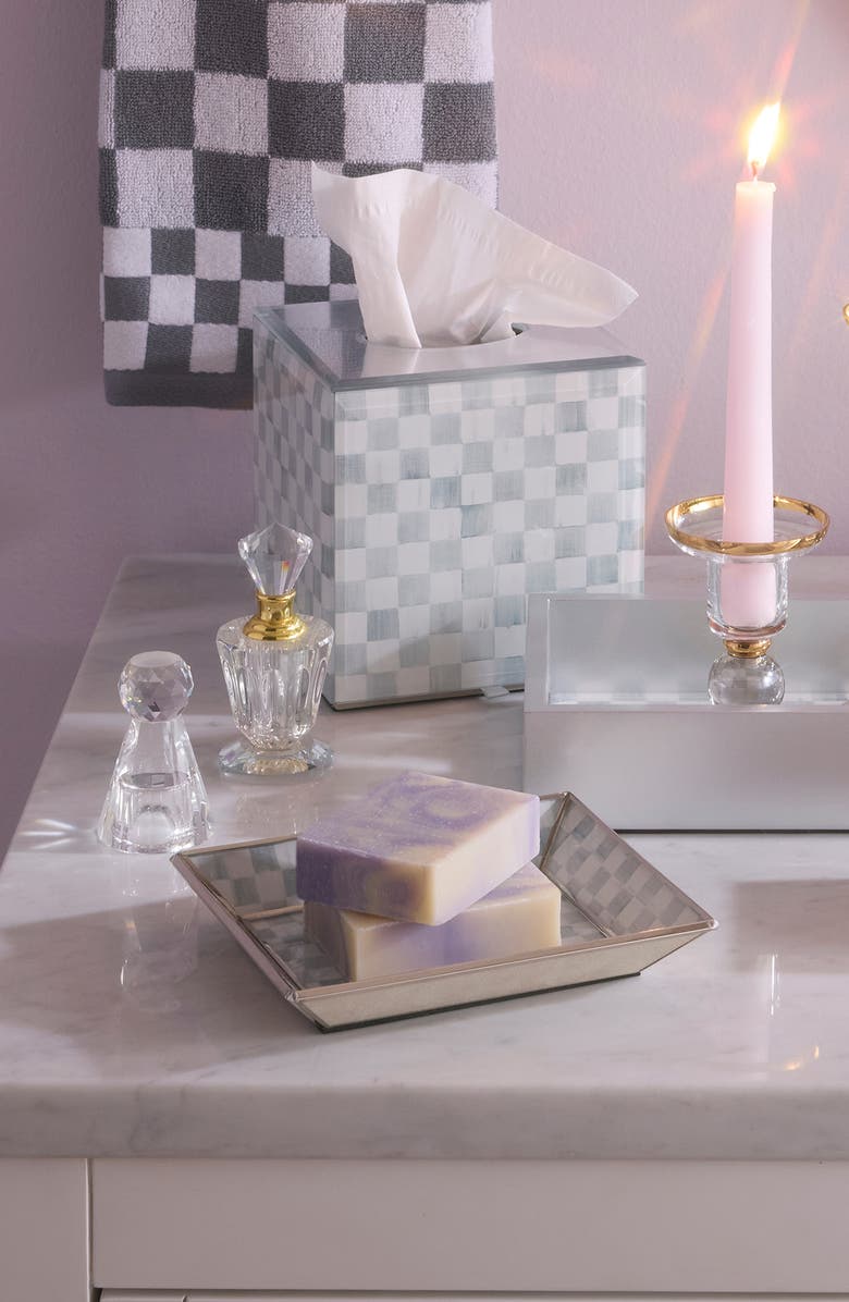 MACKENZIE CHILDS Sterling Check Small Glass Tray, Alternate, color, Sterling