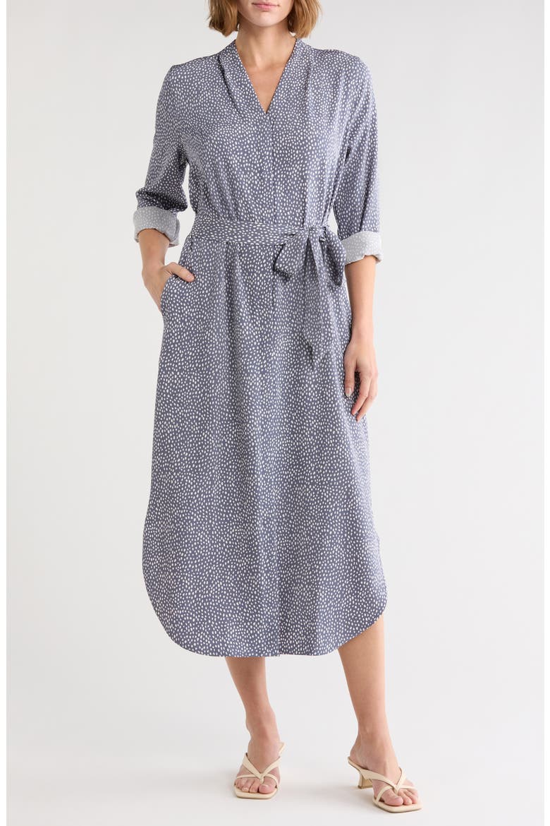 Long Sleeve Shirtdress, Main, color, GREY FOLKSTONE BRUSH DOT