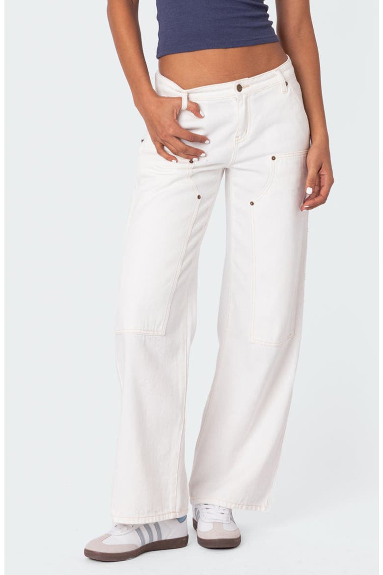 Ayla Low Rise Carpenter Jeans, Main, color, WHITE