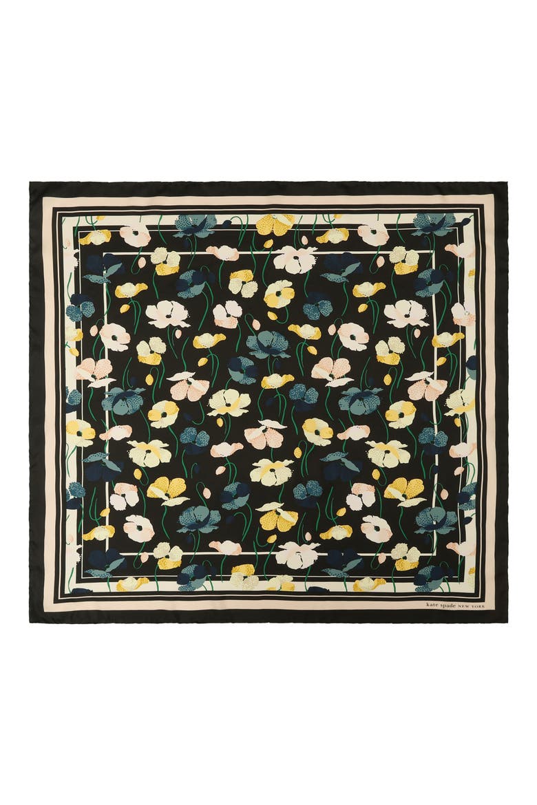 Poppy Garden Silk Square Scarf, Main, color, MULTI