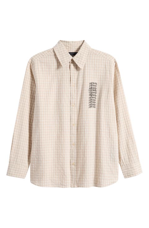 Repeater Graphic Plaid Organic Cotton Button-Up Shirt