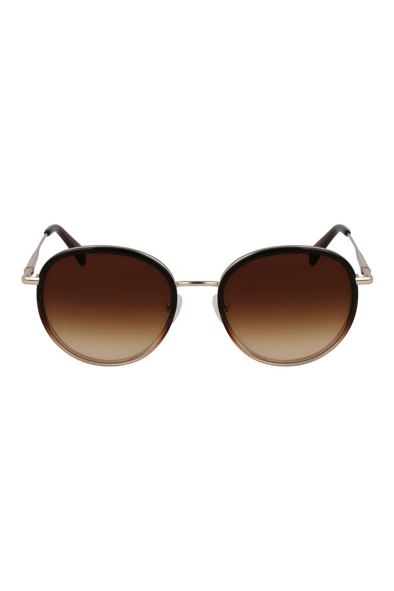 Roseau 52mm Gradient Round Sunglasses, Main, color, GOLD/GRADIENT BROWN