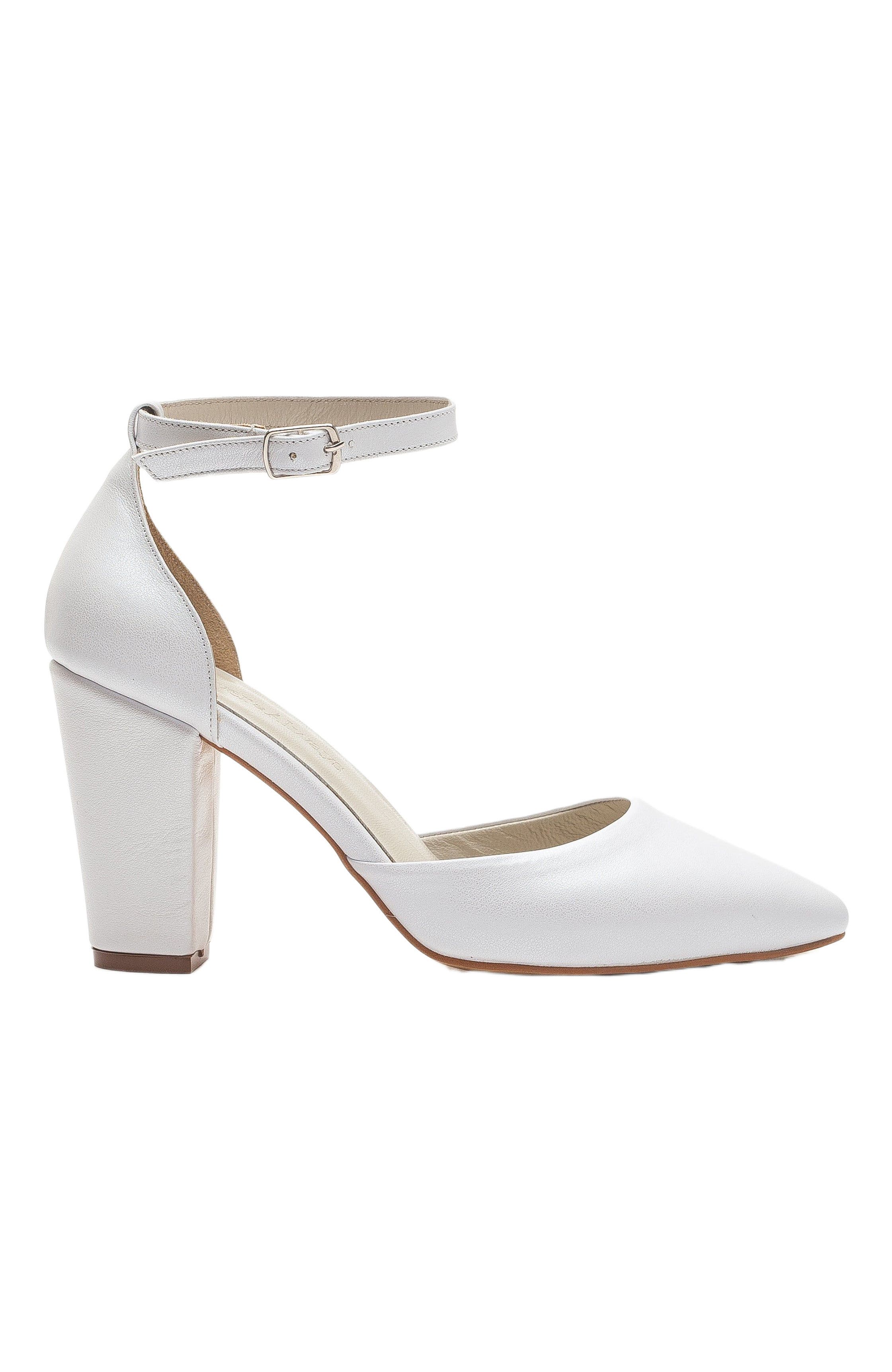 Forever & Always Shoes Rossella Leather Block Heel Pumps, Alternate, color, Ivory Leather