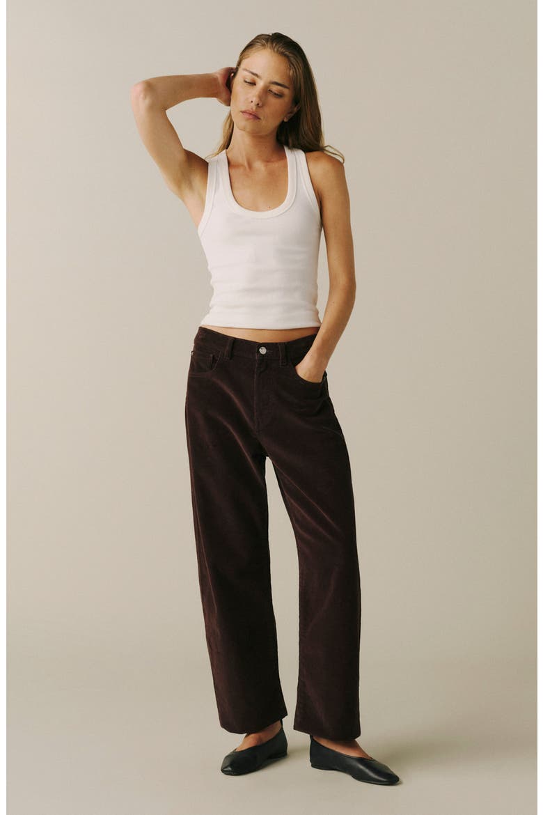 BNA Soft Curve Barrel Leg Corduroy Pants, Alternate, color, AMERICANO
