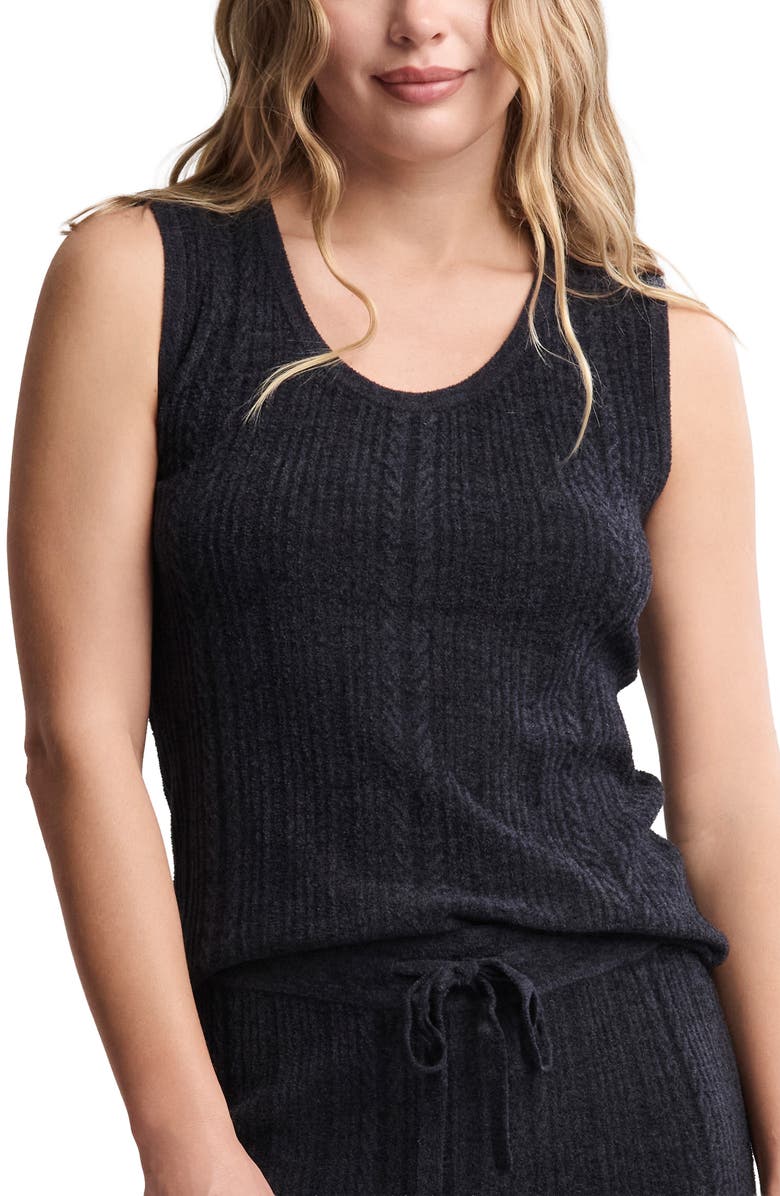 Barefoot Dreams<sup>®</sup> CozyChic<sup>™</sup> Cable Knit Tank, Main, color, Black