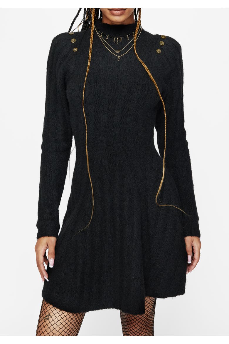 Dream Ribbed Skater Knit Dress, Main, color, Black