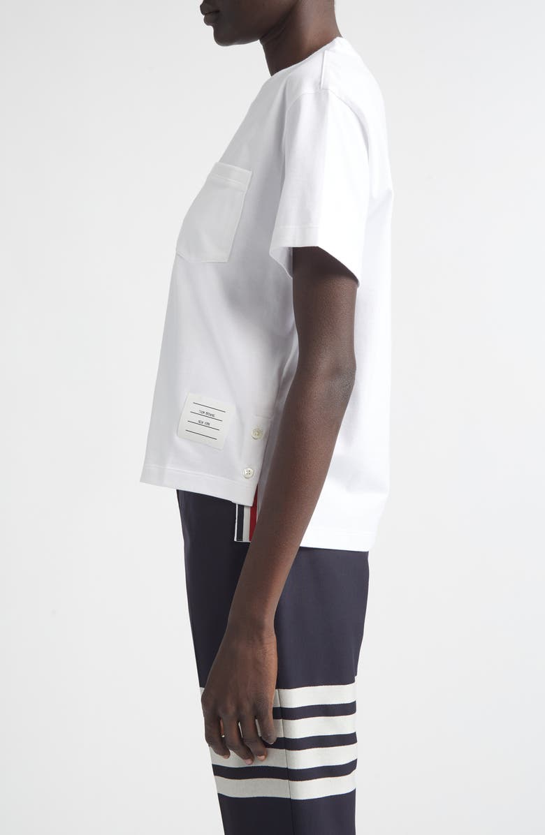 Thom Browne Medium Weight Cotton Jersey Boxy Pocket Tee, Alternate, color, White