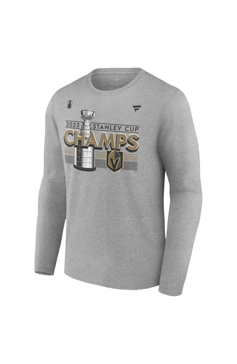 FANATICS Men's Fanatics Branded  Heather Gray Vegas Golden Knights 2023 Stanley Cup Champions Locker Room Long Sleeve T-Shirt, Alternate, color, 