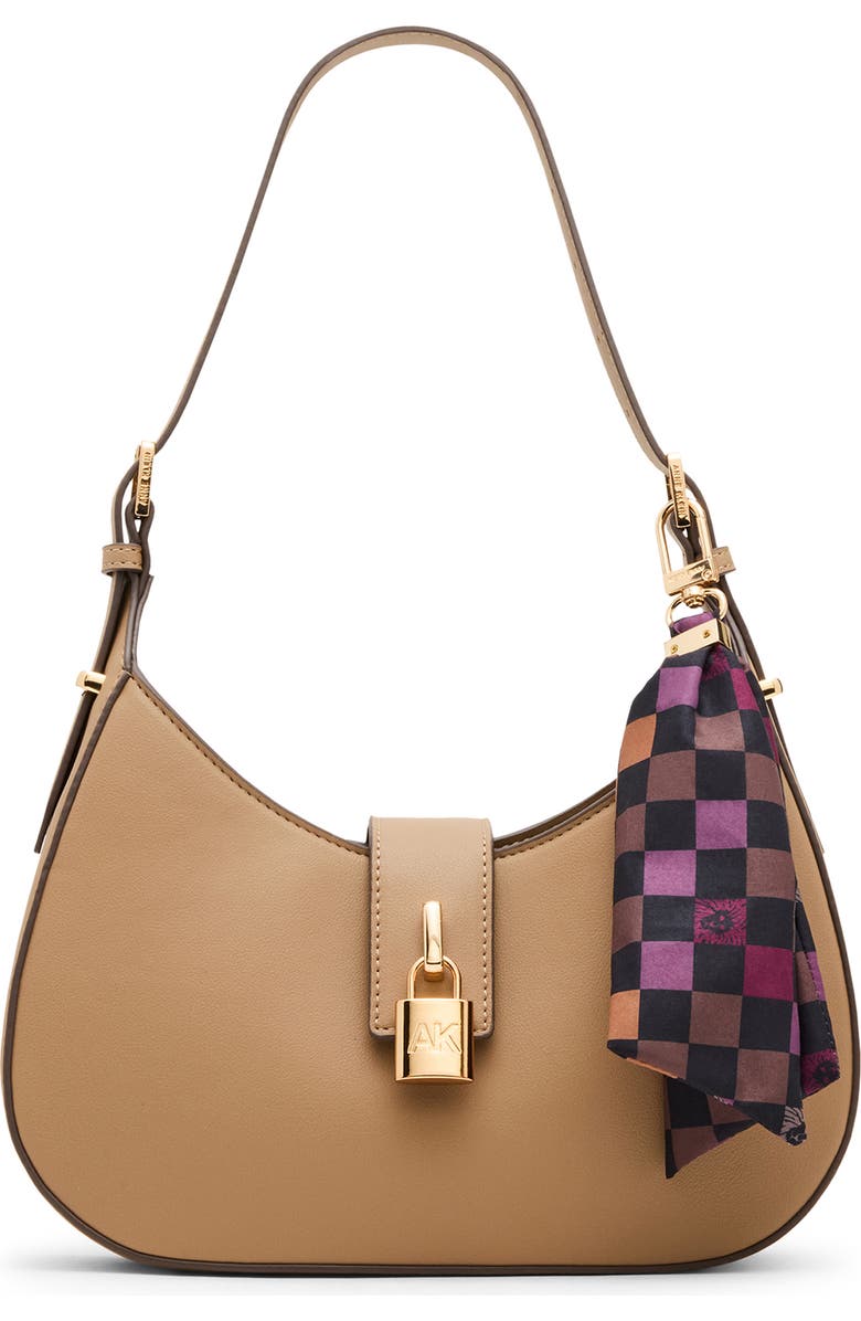 Anne Klein Curved Shoulder Bag, Main, color, Truffle/Graphic Tile Black