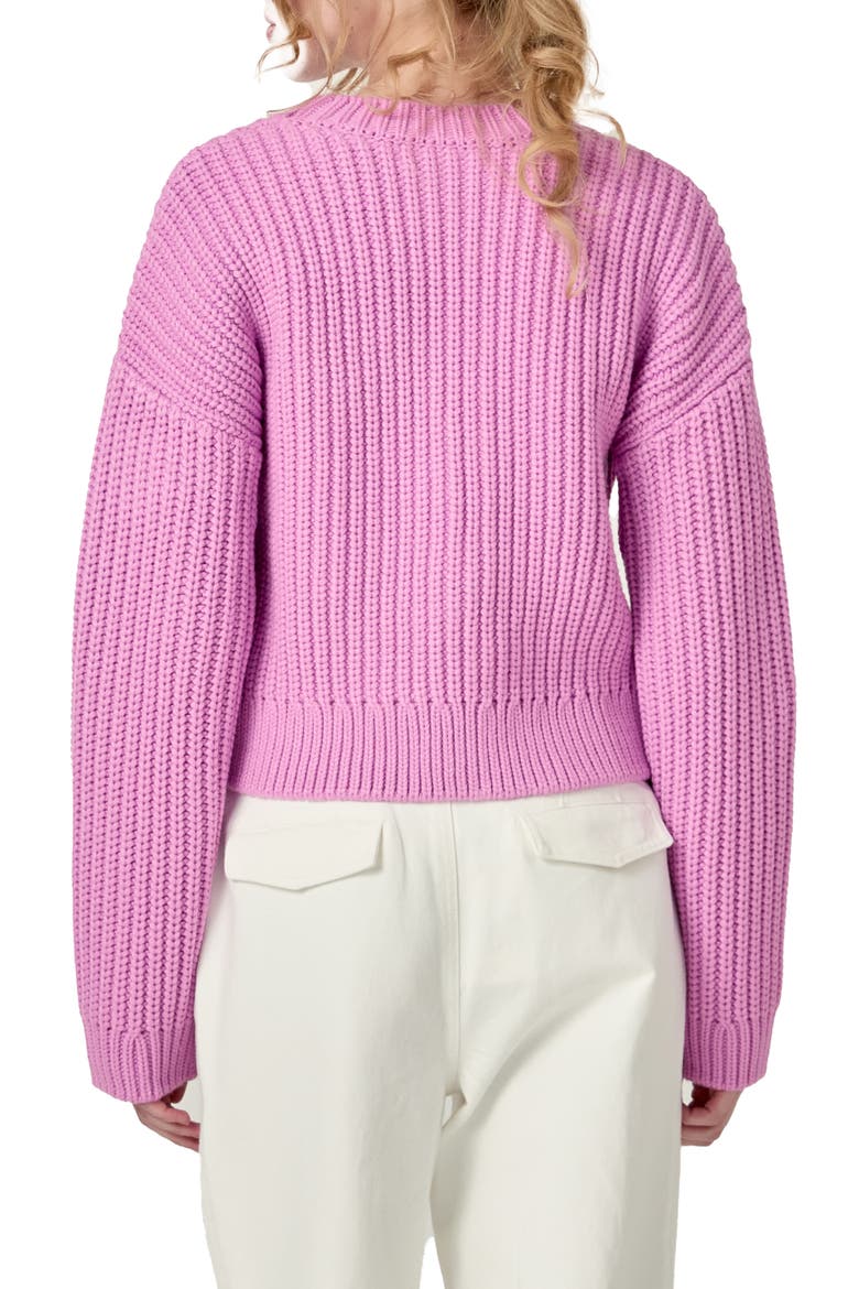 Flower Embroidered Crewneck Sweater, Alternate, color, PINK