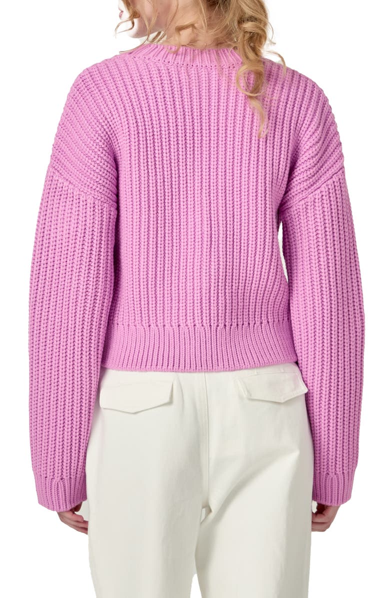 English Factory Flower Embroidered Crewneck Sweater, Alternate, color, Pink