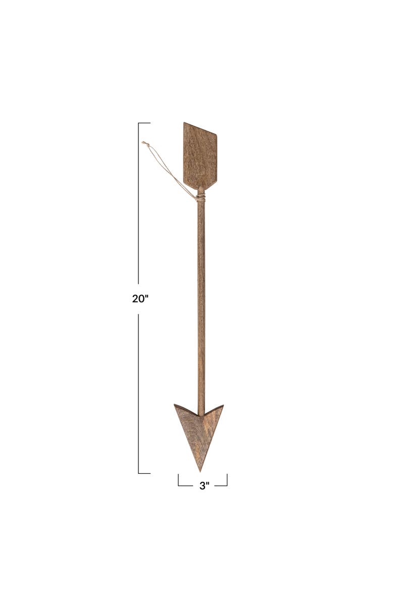 20-Inches Carved Mango Wood Arrow Wall Decor, Natural, Alternate, color, Natural