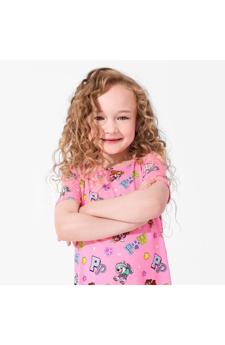 Bellabu Bear Kids' PAW Patrol Varsity Pink Short Sleeve Dress, Alternate, color, Paw Patrol: Varsity Pink
