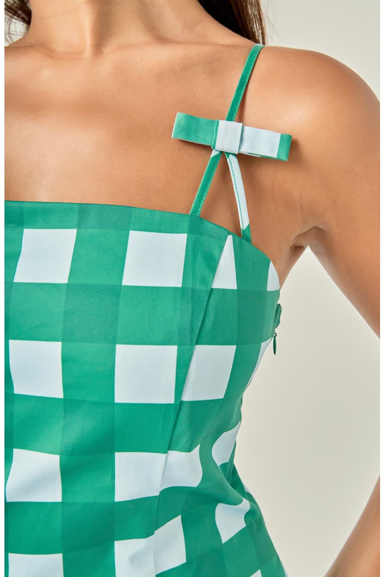 Gingham Midi Dress, Alternate, color, GREEN/ BLUE
