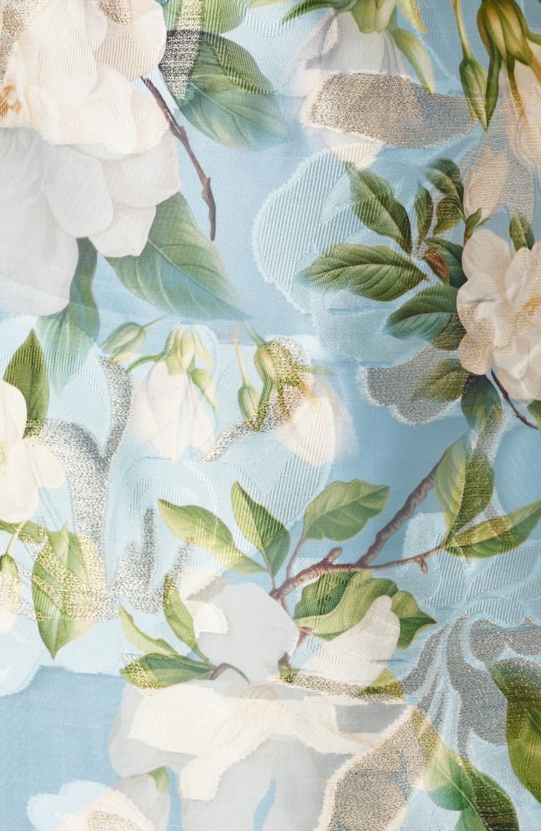 Adrianna Papell Magnolia Floral Jacquard Midi Fit & Flare Dress, Alternate, color, Blue Multi