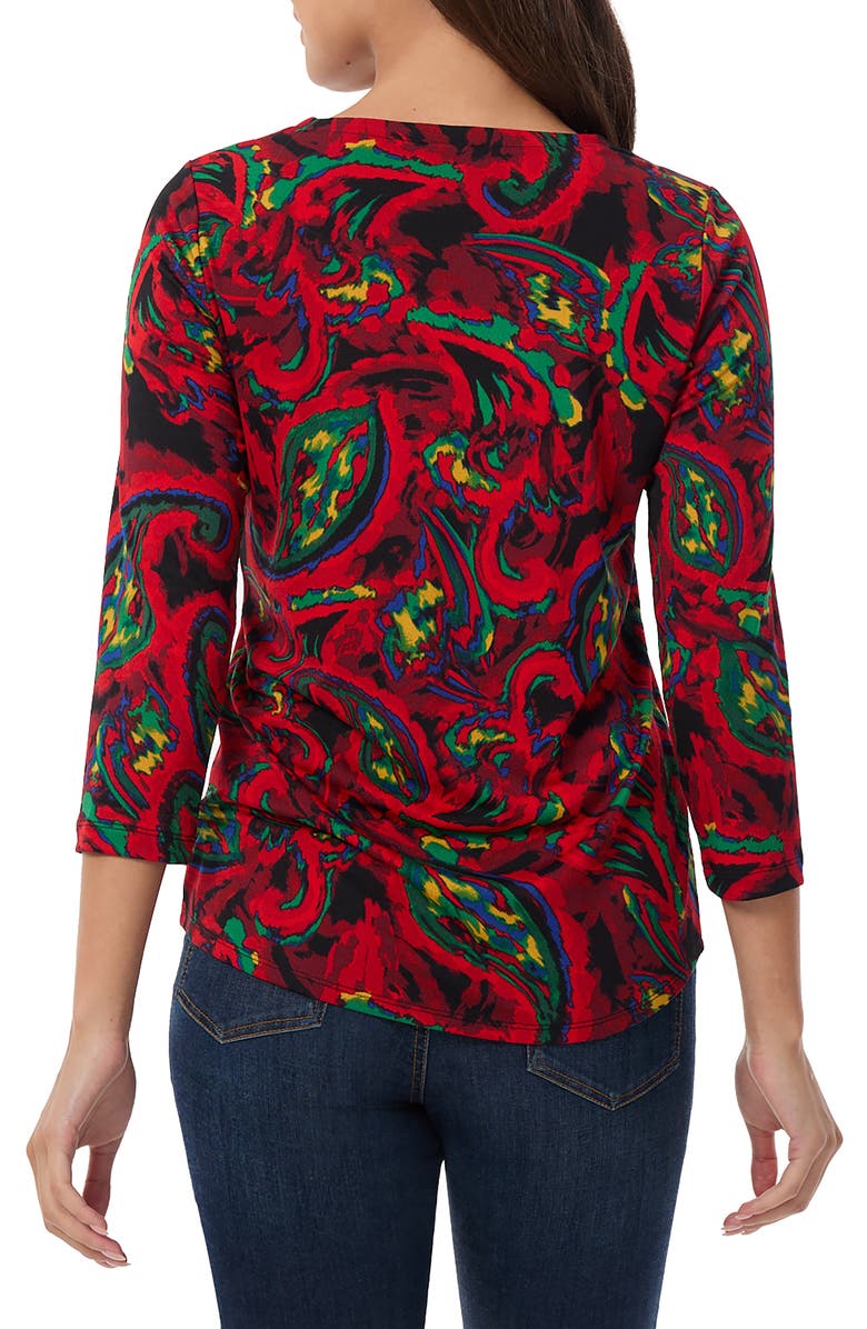 Jones New York Print Moss Crepe Keyhole Top, Alternate, color, 