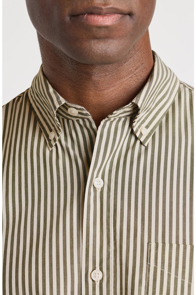 Everyday Slim Fit Button-Down Shirt, Alternate, color, GREEN IVORY STRIPE