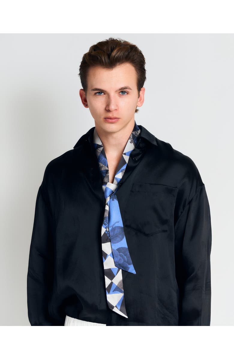 Lost Pattern "Prism" Silk Skinny Scarf, Alternate, color, Blue