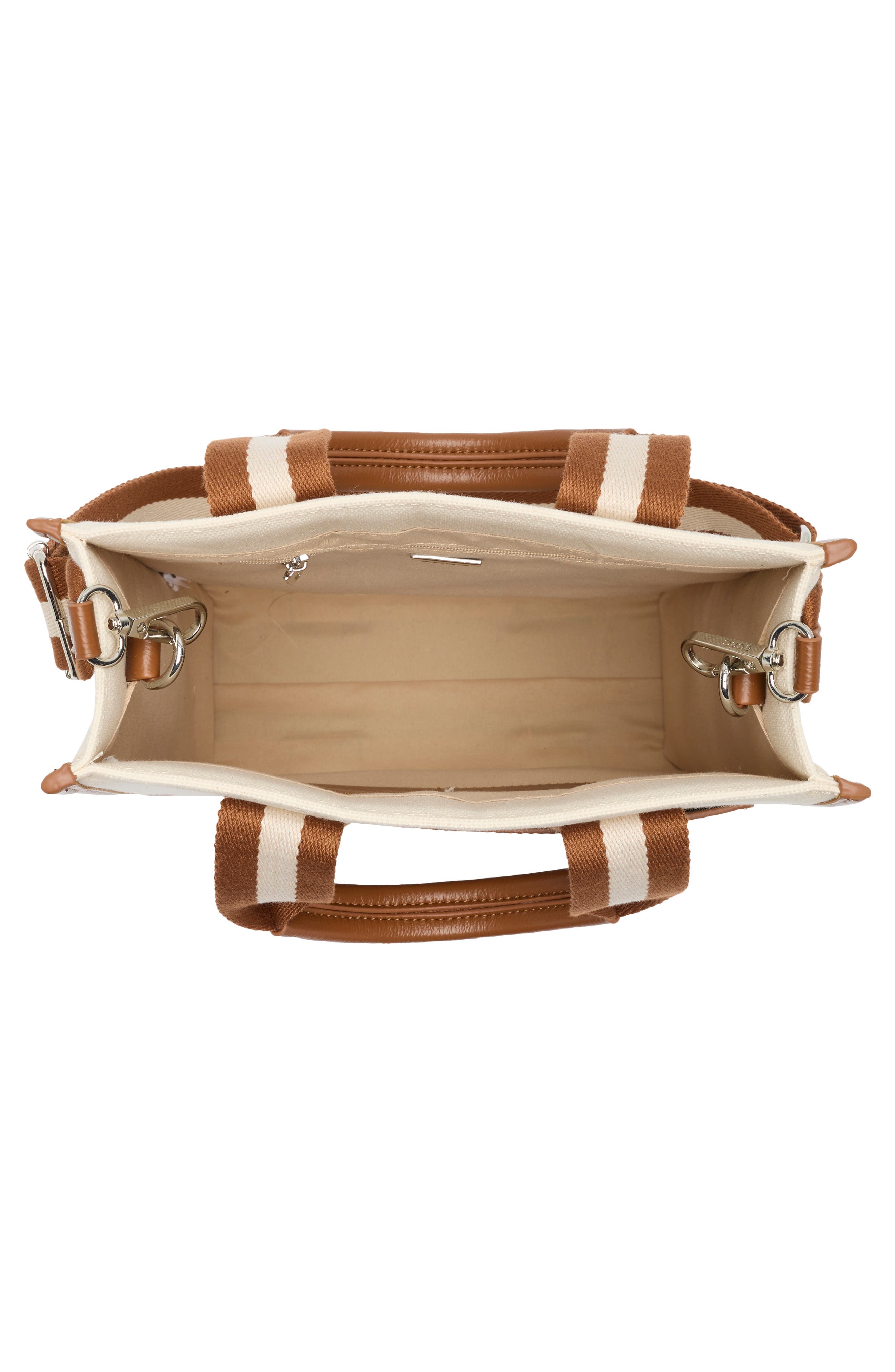 BCBG Contrast Pocket Mini Tote Bag, Alternate, color, Natural/ Cognac